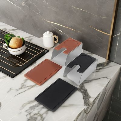 Restaurante Barista Estação Caçador de café de aço inoxidável preto com suporte de madeira maciça