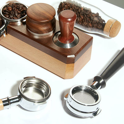 Nenhum Tipo de Flatware Perfeição de café de madeira portátil com funil de aço inoxidável de 58 mm