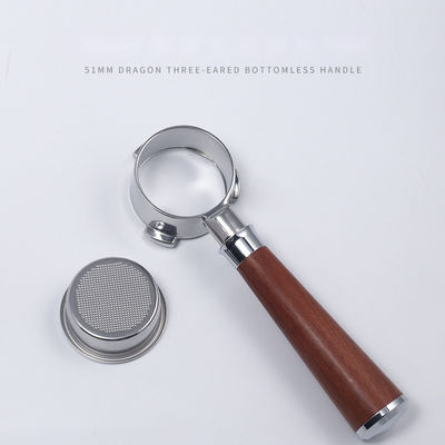 Portafiltro de Espresso de punho cerâmico de 51 mm com punho de madeira e design de aço inoxidável