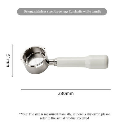 Portafiltro de Espresso sem fundo de aço inoxidável de 51 mm com alça de cerâmica e madeira