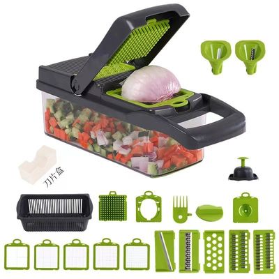 Genius 22 funções aço inoxidável bambu chopper comida sua ferramenta de cozinha versátil