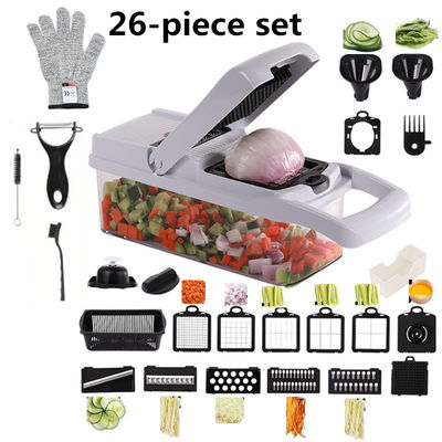 Genius 22 funções aço inoxidável bambu chopper comida sua ferramenta de cozinha versátil