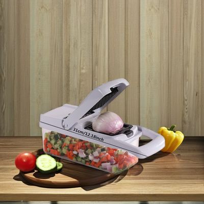 22 vias de aço inoxidável chopper de alimentos manual de bambu multi-ferramenta cortador de vegetais para tamanho personalizado