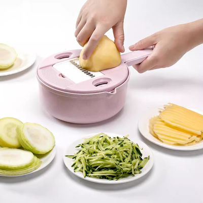 Logotipo personalizado de aço inoxidável Slicer em forma de tigela ferramenta versátil de bambu para cortar