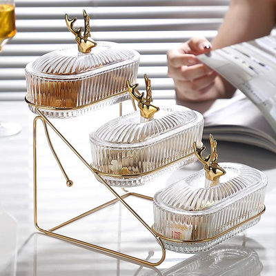 3-Tier Deer Design Glass Serving Tray para festas elegantes sobremesas Nozes Material plástico