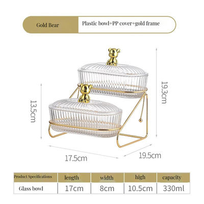 3-Tier Deer Design Glass Serving Tray para festas elegantes sobremesas Nozes Material plástico