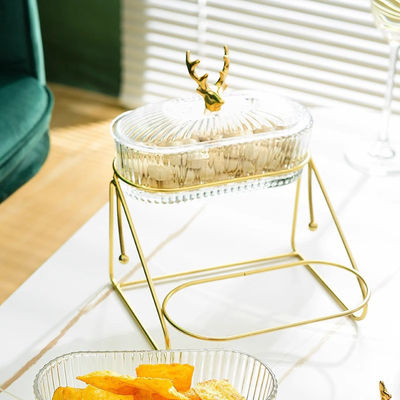 3-Tier Deer Design Glass Serving Tray para festas elegantes sobremesas Nozes Material plástico