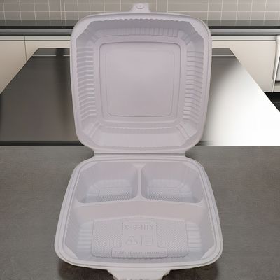 Caixas de almoço de plástico branco quadrado empilháveis para levar em contêineres de alimentos com tampas de segurança de microondas