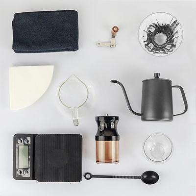 Set de máquina de café de pressão francesa de aço inoxidável de 9 peças para amantes do café em movimento