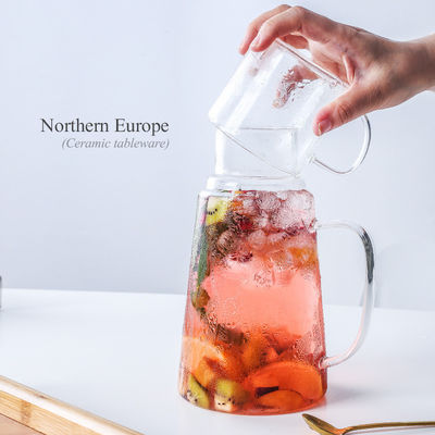 Jarro de vidro resistente a altas temperaturas conjunto de jarro de design moderno para bebidas de suco de água