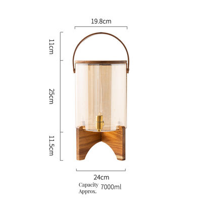 Dispensador de vidro de luxo de bracket de madeira Ideal para festas de café com suco de limão