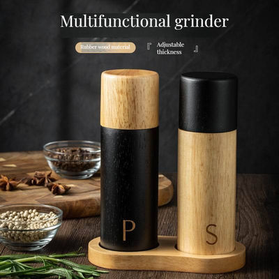 Home Cozinha Moinho de sal e pimenta de madeira Conjunto para culinária gourmet Núcleo cerâmico de 7 polegadas