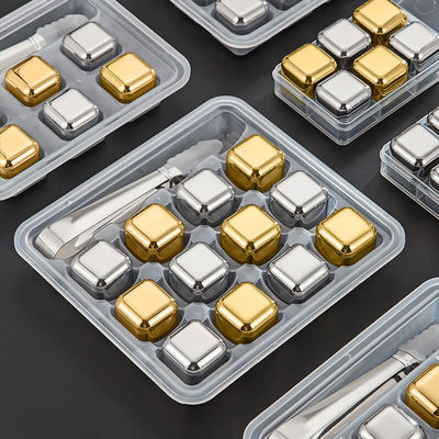 Pedras de refrigeração de aço inoxidável 304 sustentável para cubos de gelo personalizados de vinho e uísque