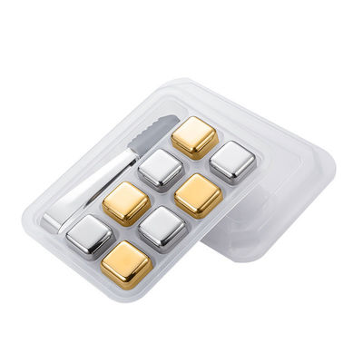 2 pacotes de uísque em cubos de gelo de aço inoxidável de 27 mm Pedras reutilizáveis com palhetas de silicone