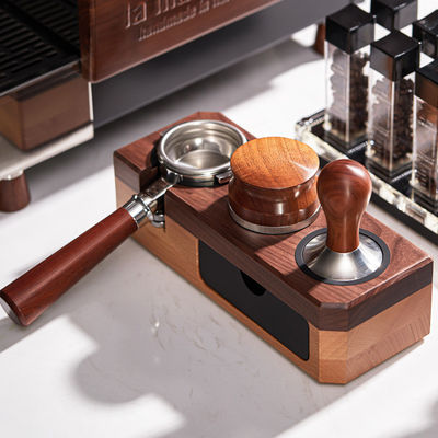 58mm Barista ferramenta preto ABS Portafilter Espresso Tamper Holder com tamanho personalizado