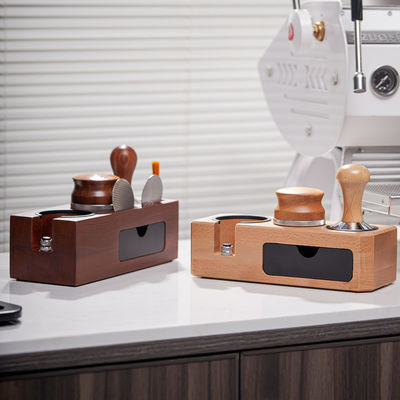 58mm Barista ferramenta preto ABS Portafilter Espresso Tamper Holder com tamanho personalizado