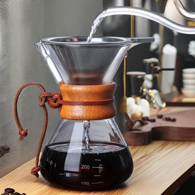 400 ml de capacidade de café feito à mão Borosilicato Máquina de café de vidro com filtro
