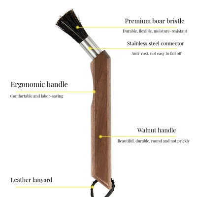 Pincel de limpeza de madeira de bambu curvo de cabo longo desmontável personalizado para cozinha doméstica