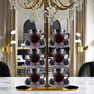 135ml Capacidade Classic Design Soda Lime Glass Cup e Saucer Set para Coffee Tea Sets