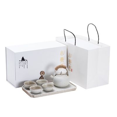Conjunto de chá de Kung Fu de porcelana japonesa Moderno Teapot de manuseio em loop com caixa de presente