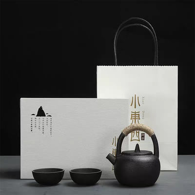 Conjunto de chá de Kung Fu de porcelana japonesa Moderno Teapot de manuseio em loop com caixa de presente