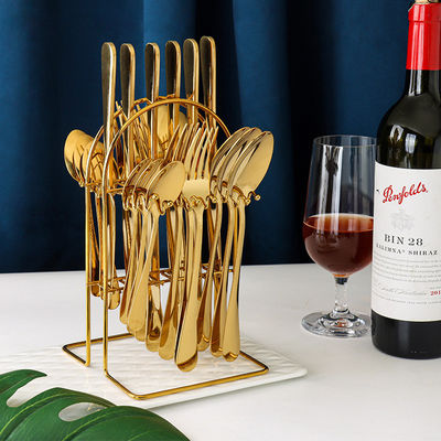 24Pcs Flatware Set aço inoxidável ouro prata faca colher garfo talheres conjuntos para festa