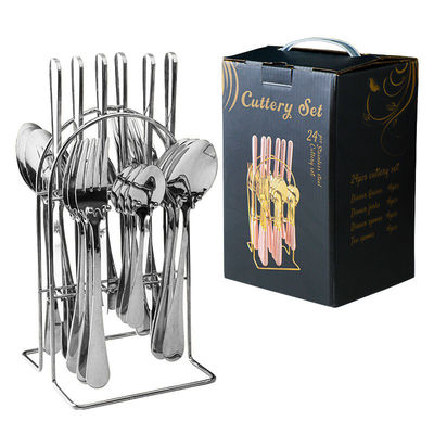 24Pcs Flatware Set aço inoxidável ouro prata faca colher garfo talheres conjuntos para festa