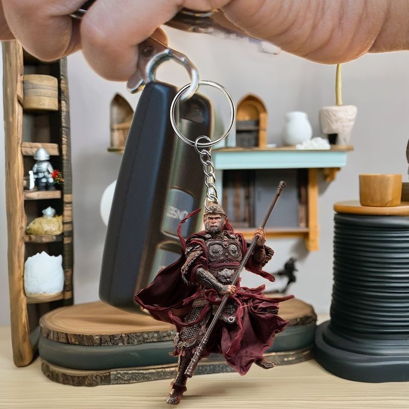 Cor preta Wukong Flat Keychain 2D Pendente acrílico para mochila chave de carro laptop decoração