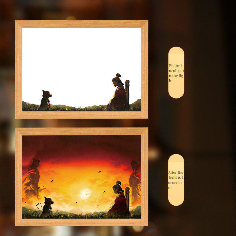 Impressão personalizada Estruturas de madeira Monkey King Luz noturna para escritório