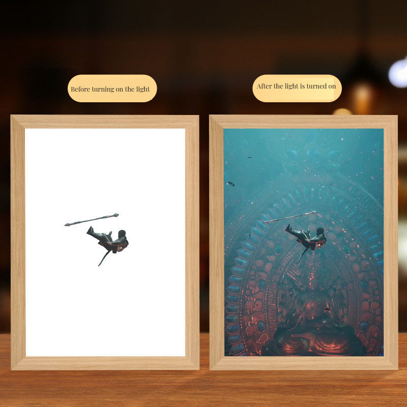 Tamanho personalizado Black Myth Monkey King Night Light Viagem ao Oeste lâmpada de quadro de madeira para quarto e escritório