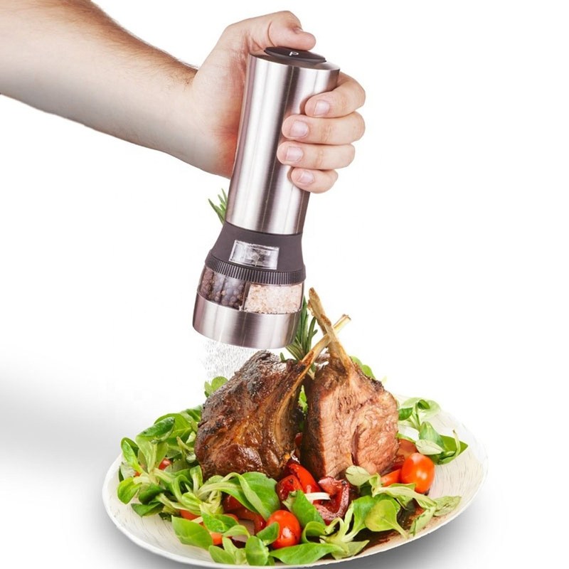 Moinho Elétrico de Sal e Pimenta de Aço Inoxidável para Moinhos de Moagem de Especias de Cozinha Tipo