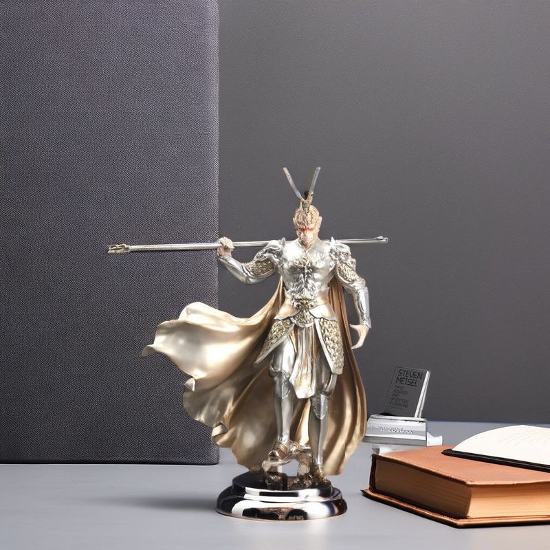 Ornamentações Mitologia Negra Wukong Golden Hoop Desktop Figure Monkey King vs. Buda TV Cabinet Decor