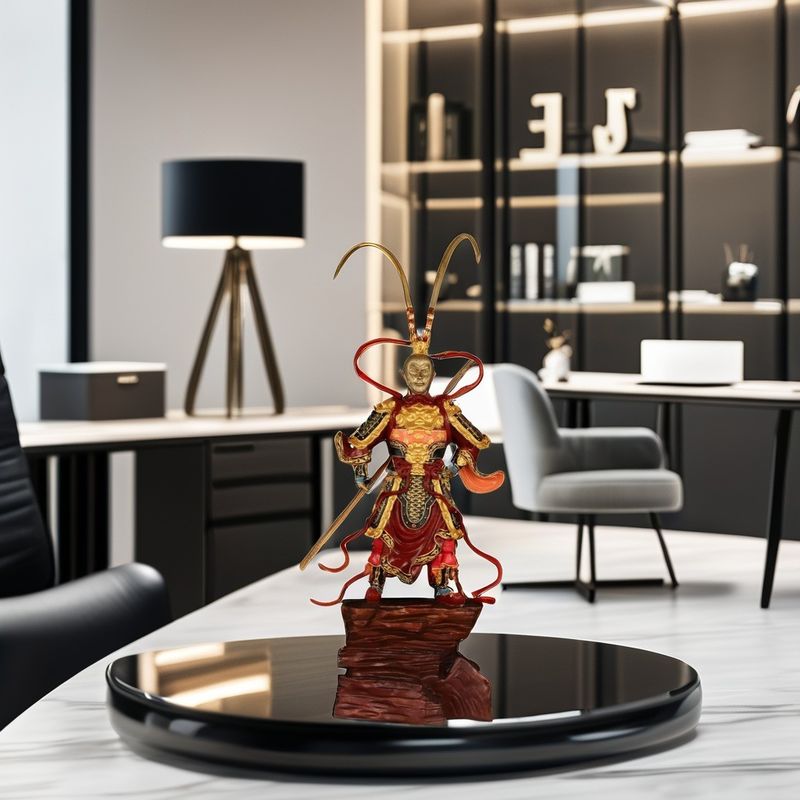 Figura artística de resina 3D Sun Wukong Um ornamento contemporâneo de mesa para aniversário