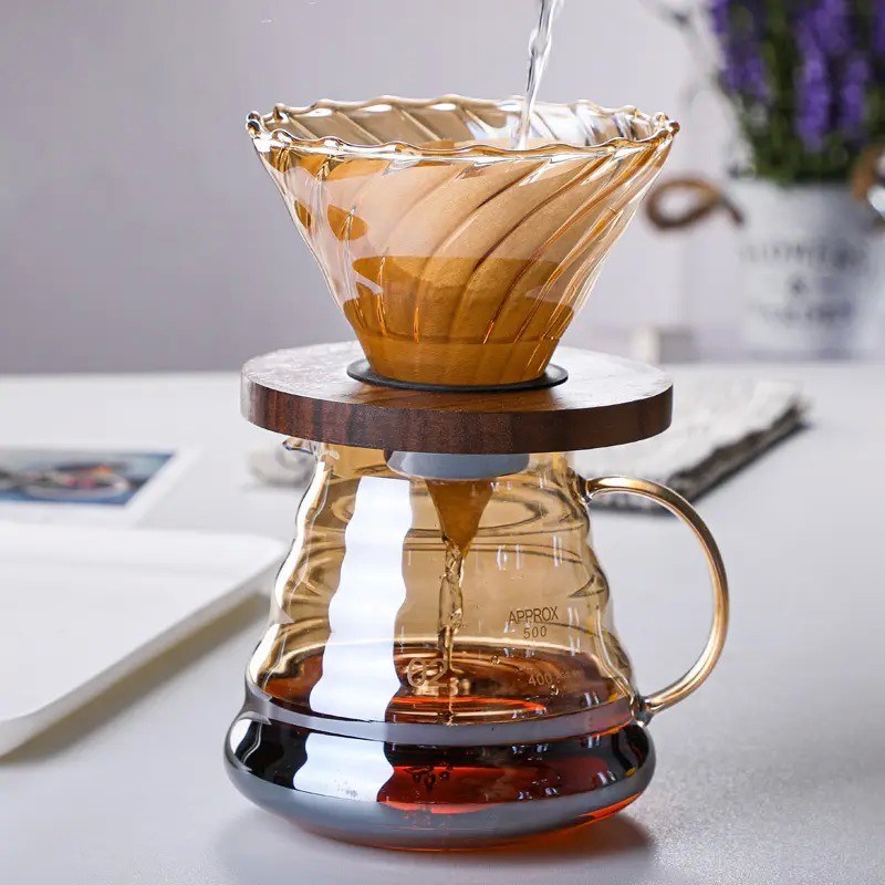 Ferramentas de café e chá Tipo de pote de café Conjunto de servidor de vidro portátil para acampamento e viagens