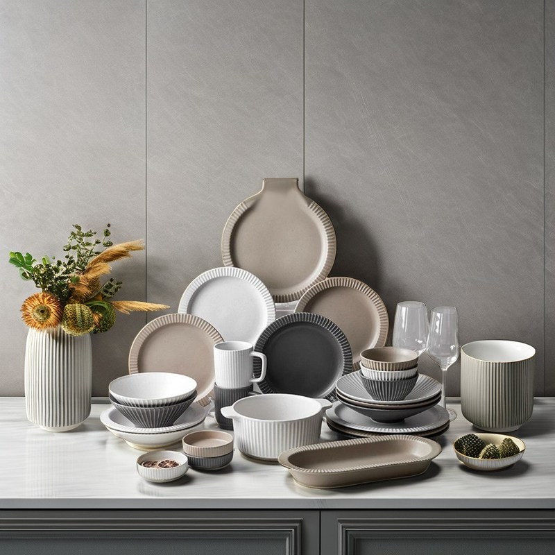 Crackle Glaze Modern Nordic Ceramic Dinnerware Set Dimensões personalizadas e características descartáveis