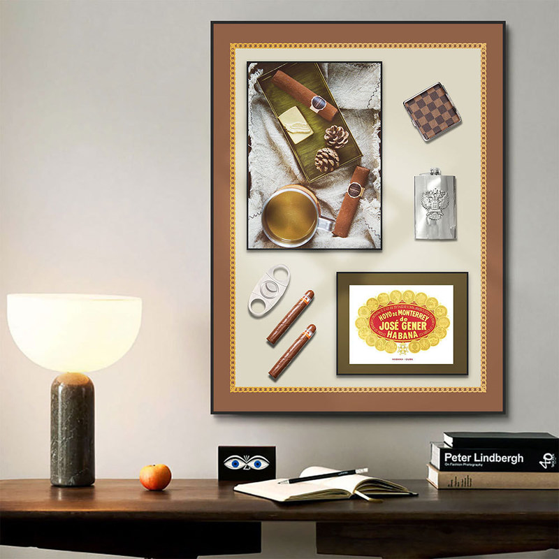 Pintura de charutos de simulação tridimensional elegante para cafés e restaurantes