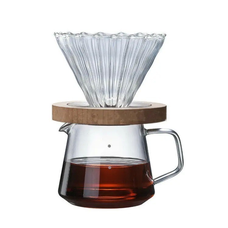 PP Glass Home Office Ver over Coffee Maker com stand de bambu Drip Acessórios de café