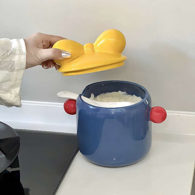 Rotundidade Cerâmica Piggy Bank Nordic estilo organizador de cozinha para especiarias condimentos