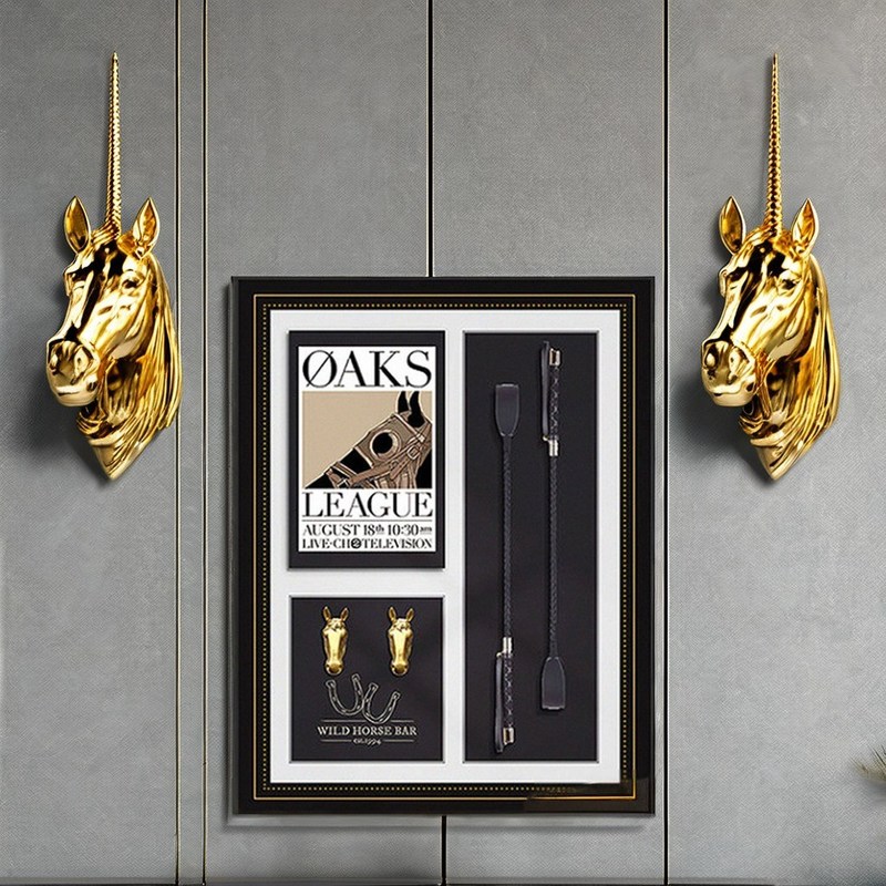 Tamanho personalizado Arte de parede equestre tridimensional para sala de estar Entrada Retro Design