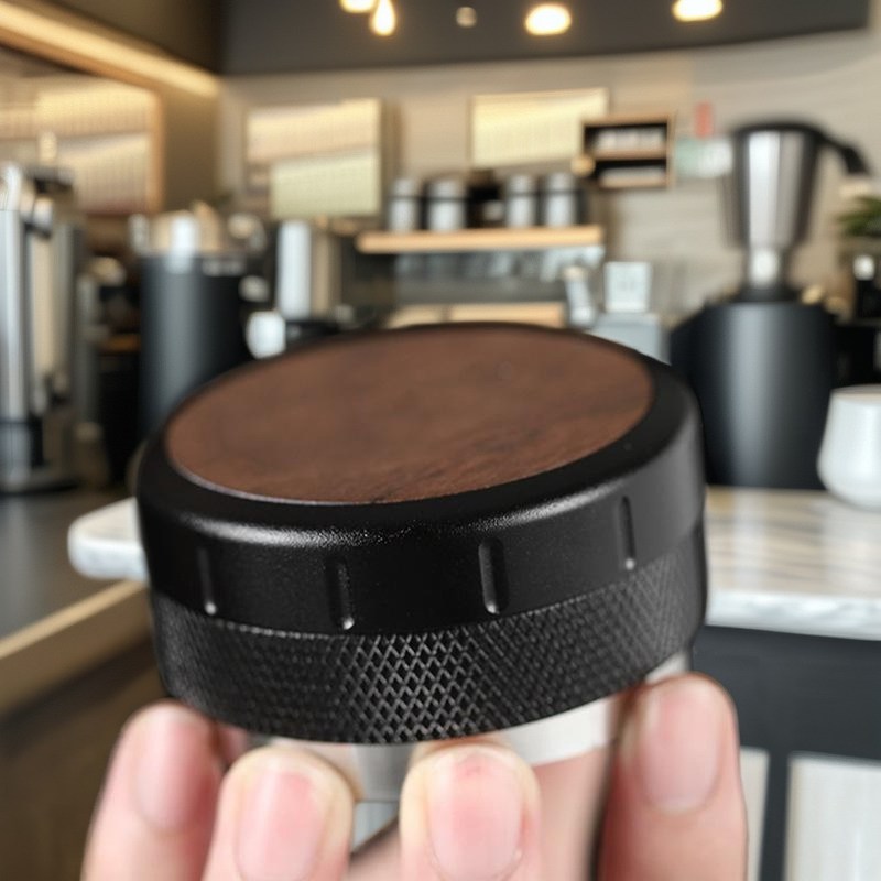 Espresso Tamper com alça de madeira de nozes e base de aço inoxidável 51mm/53mm PS plástico