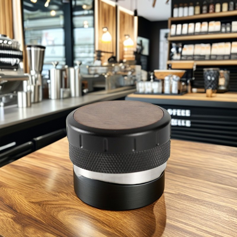 NO 51mm/53mm Alturas ajustáveis Espresso tamper com madeira de nozes e aço inoxidável