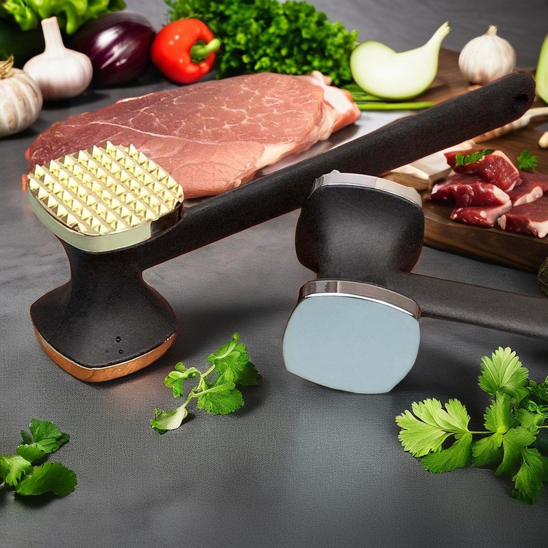 Ferramenta de cozinha manual para bifes perfeitamente macios Ligação de zinco e martelo de carne de plástico