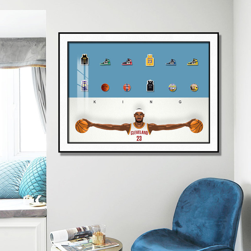 Decoração de varanda Formato retangular elétrico Jordan LeBron James Estrela de basquete Arte de parede