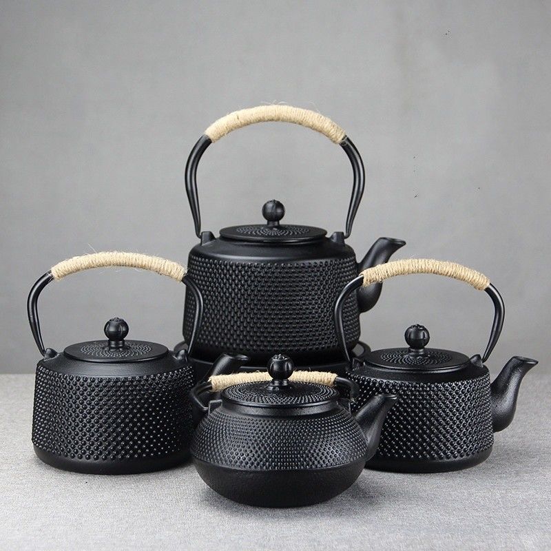 Conjunto de chaleira de chá e café de ferro fundido japonês perfeito para viagens domésticas Acessórios pretos