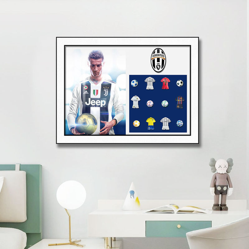 Arte de parede de futebol moderno Bloco de construção elétrico formato pendurado para decoração de sala de estar
