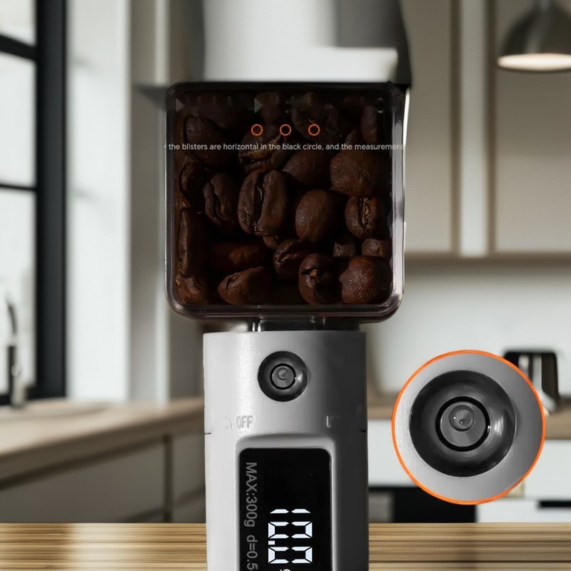 Escala de colher eletrônica com armazenamento de café, leite, espuma, espuma e misturador incluído