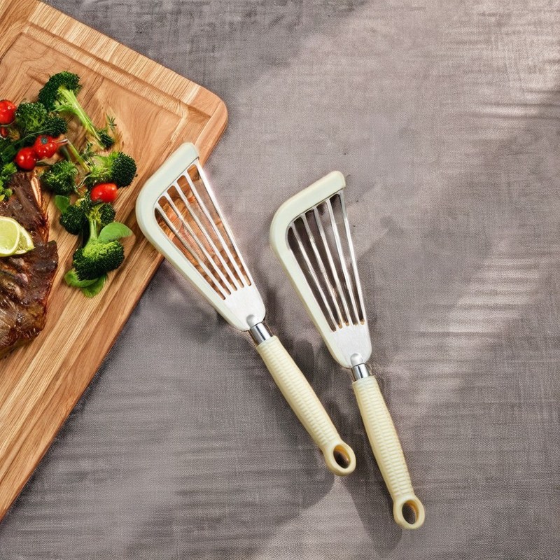 Espatulas de peixe com ranhuras de aço inoxidável versátil