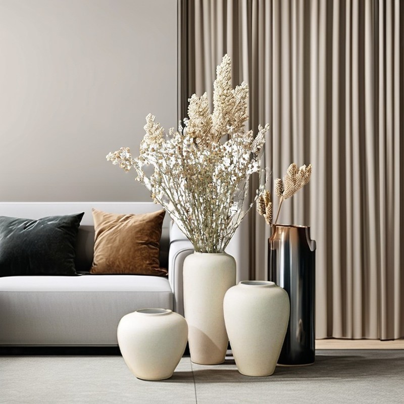Vaso cerâmico de estilo nórdico para decoração de casa Glaze opaco Ornamentação de arranjos florais bonitos