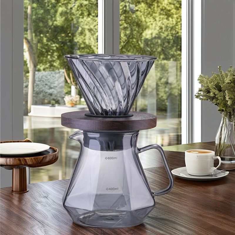 Espresso de vidro de alto borosilicato Despeje sobre o servidor Copo de filtro resistente ao calor Urna de chá de café