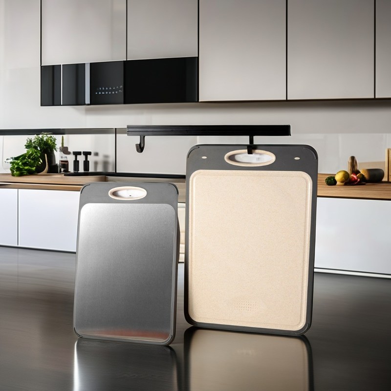 Tabela de corte de aço inoxidável 304 Eco-friendly Bamboo Quadrado Design Anti-Mold Frame de plástico